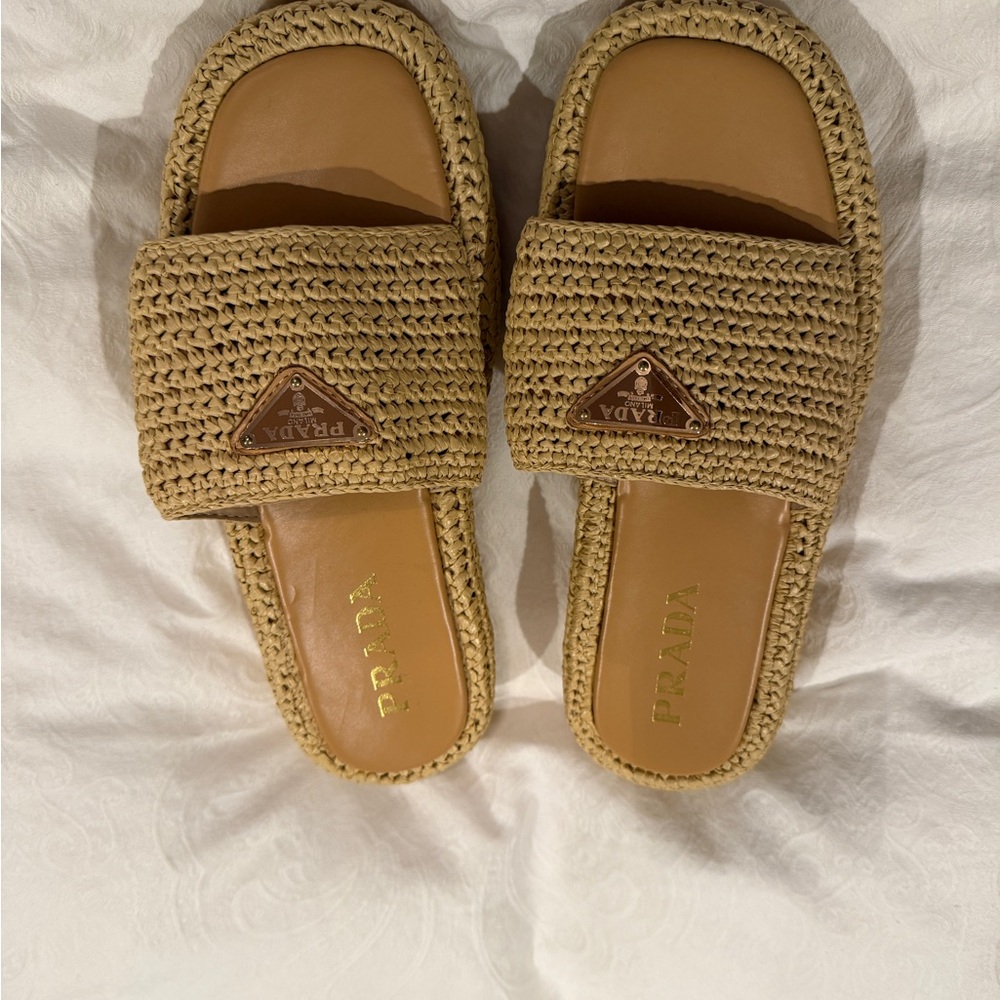 Prada Women's Beige Woven Sandals